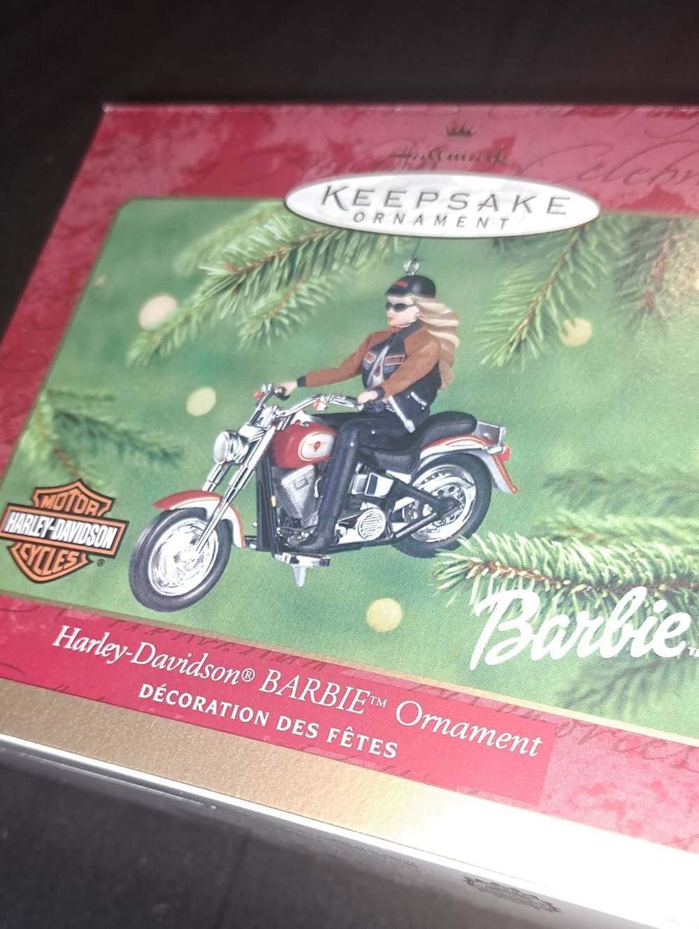 Harley-Davidson Barbie Red and Black Holiday Ornament 2001